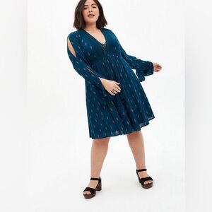 Torrid Teal Long Sleeve Dress